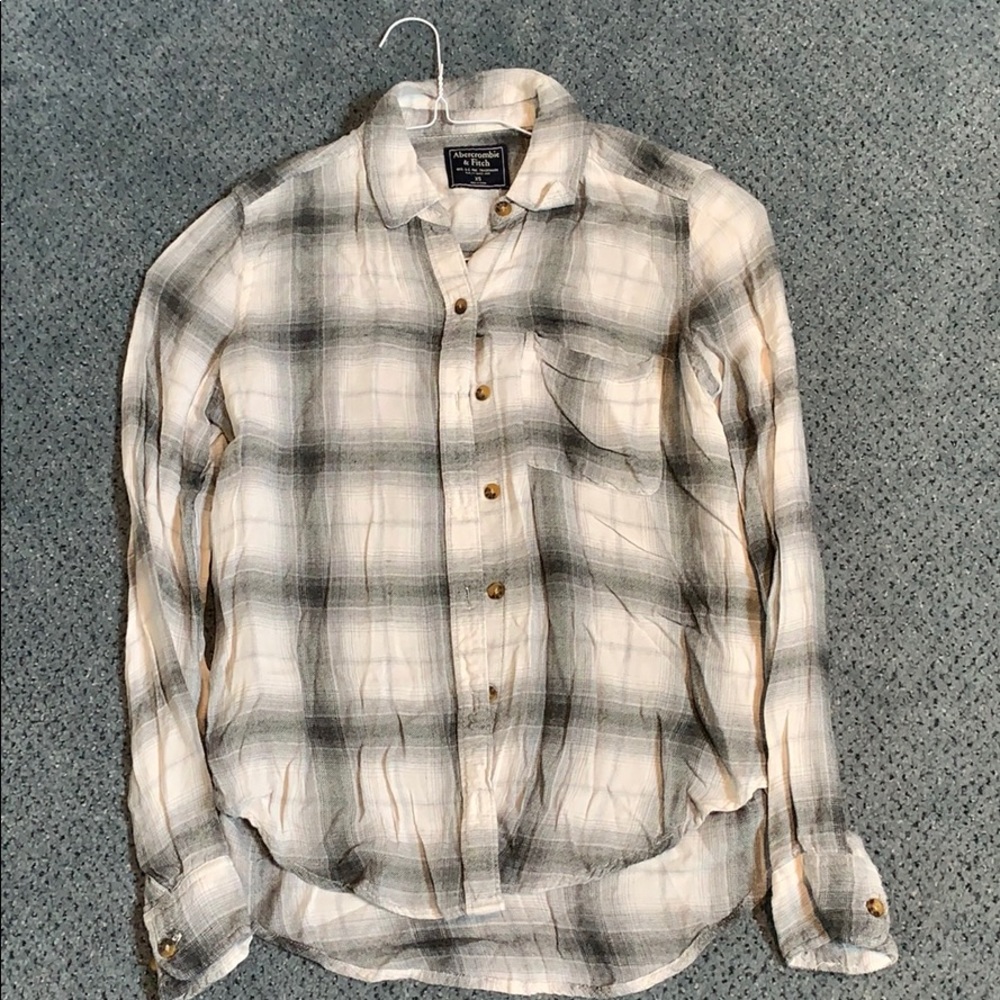 Abercrombie and Fitch long sleeved gray and white